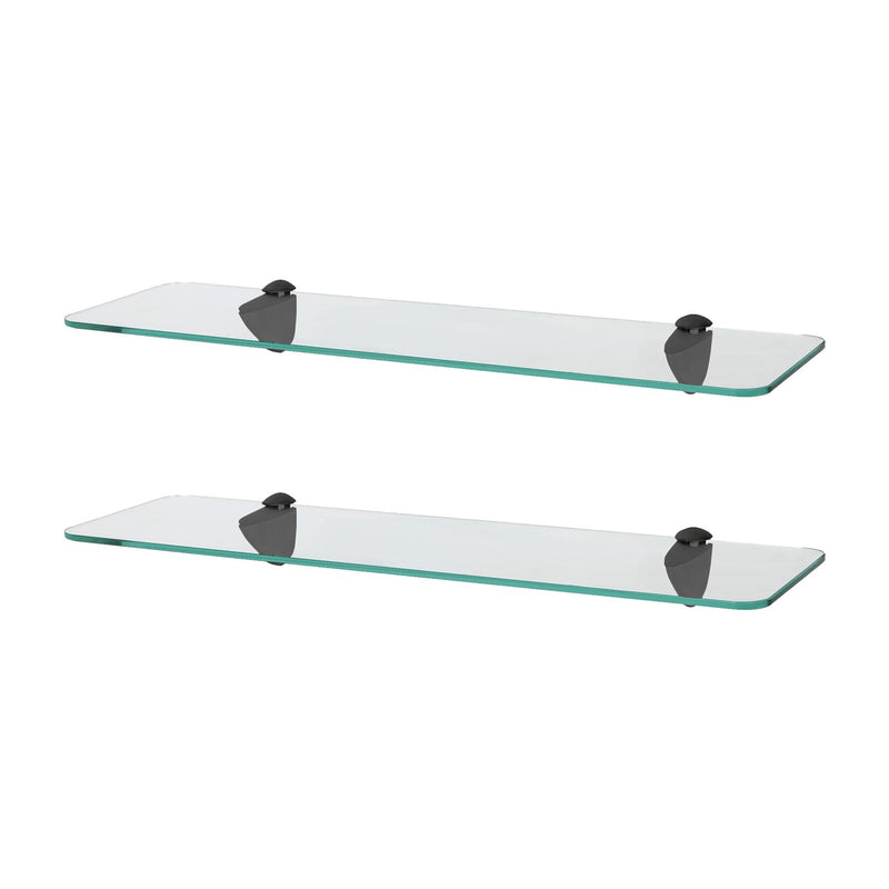 Rounded Floating Glass Bathroom Shelves - 50cm - Pack of 2 - By Harbour Housewares