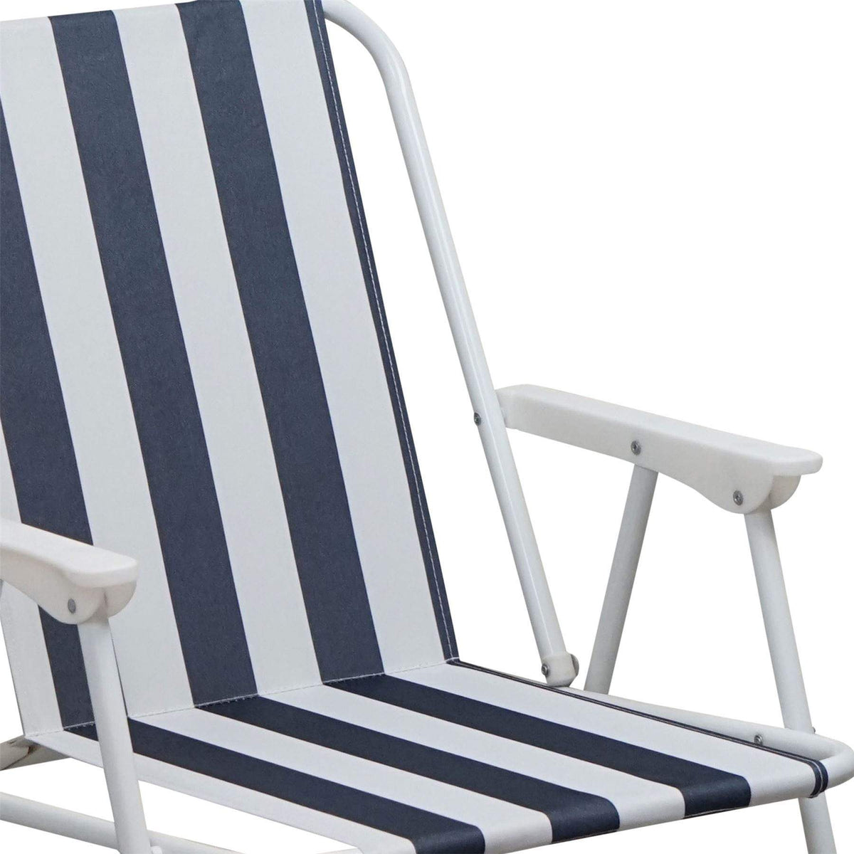 Blue Stripe Folding Metal Beach Chairs - Pack of 2