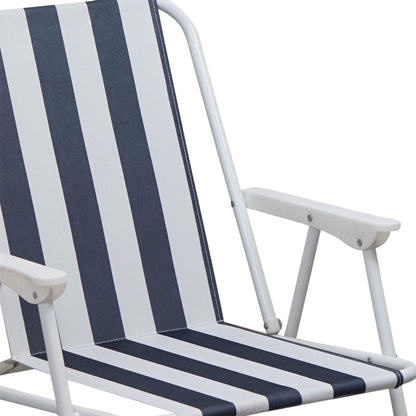 Blue Stripe Folding Metal Beach Chairs - Pack of 2