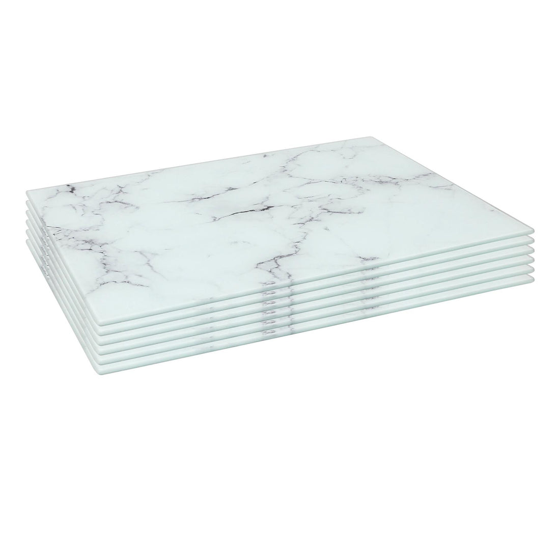 Rectangle Glass Placemats - 40cm x 30cm - Marble - Pack of 6 - By Harbour Housewares