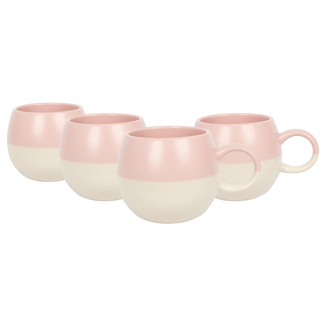 340ml Dusty Pink Two-Tone Sphere Stoneware Mugs - Pack of 4