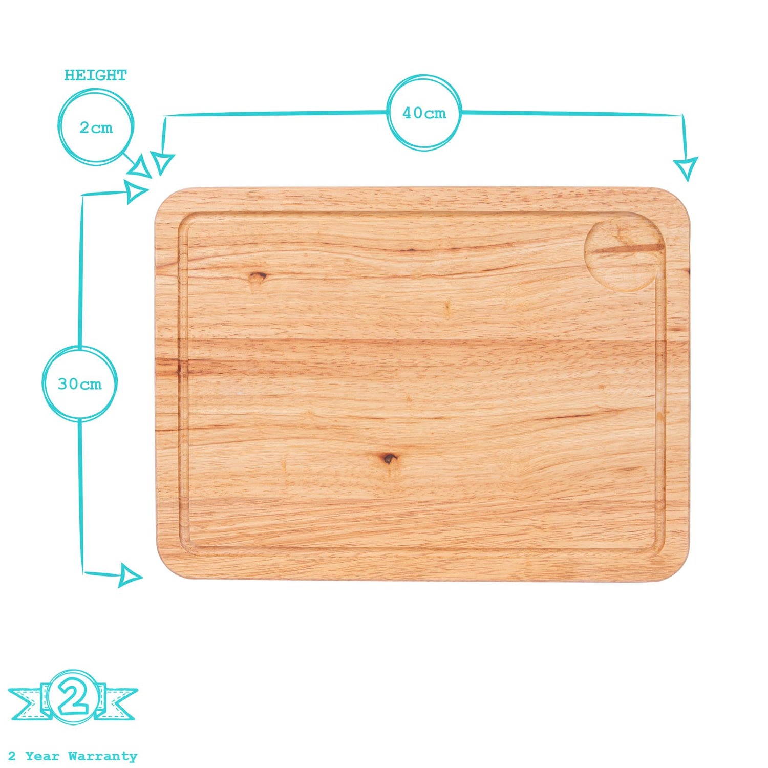 Rectangular Wooden Chopping Board - 40cm x 30cm