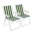 Green Stripe Folding Metal Beach Chairs - Pack of 2