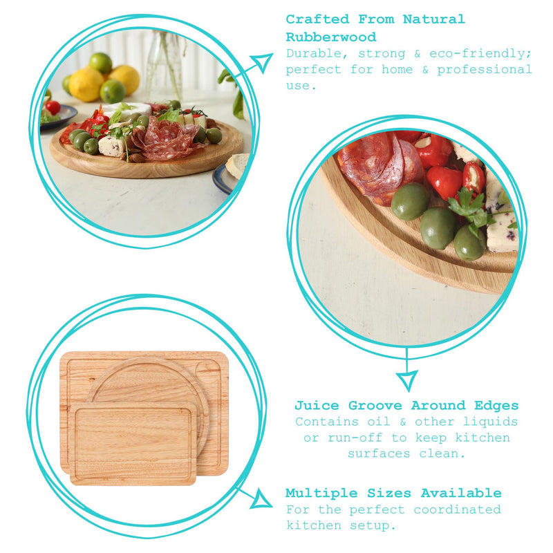 Round Wooden Chopping Board - 30cm - By Argon Tableware