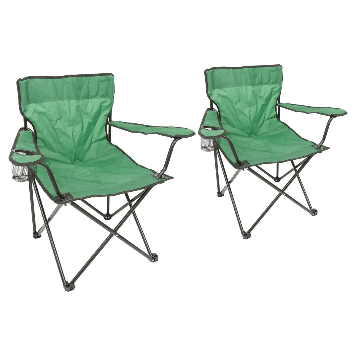 Folding Green Canvas Camping Chairs - Pack of 2