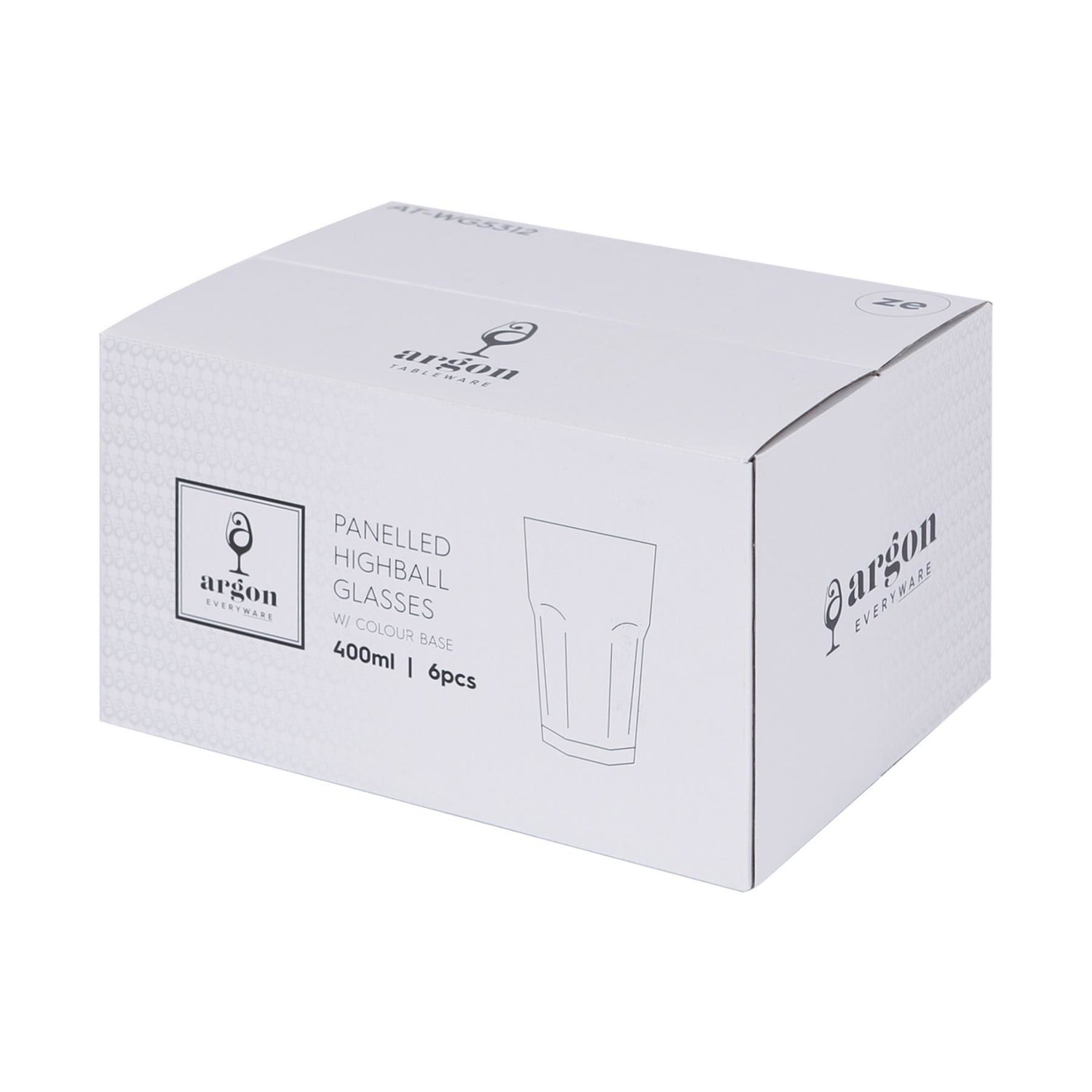 400ml Panelled Highball Glasses with Coloured Base - Pack of 6