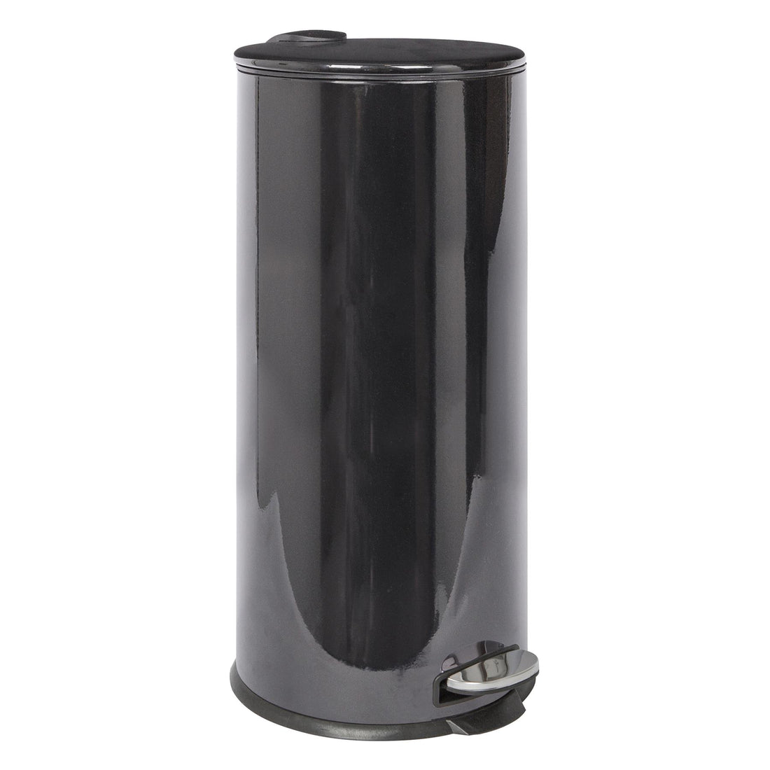 30L Round Stainless Steel Kitchen Pedal Bin - Black