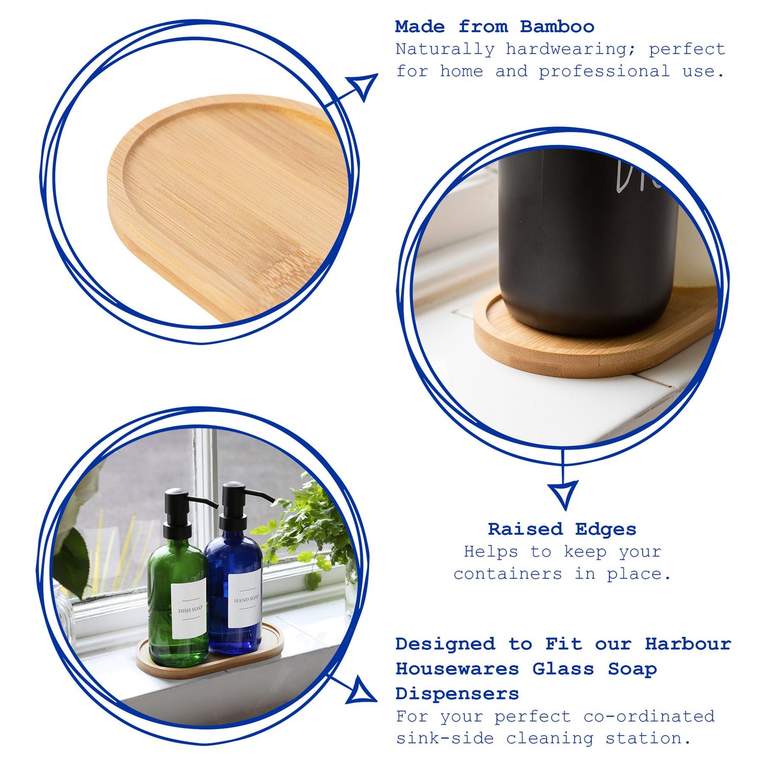 Bamboo Soap Dispenser Tray - 17.5cm