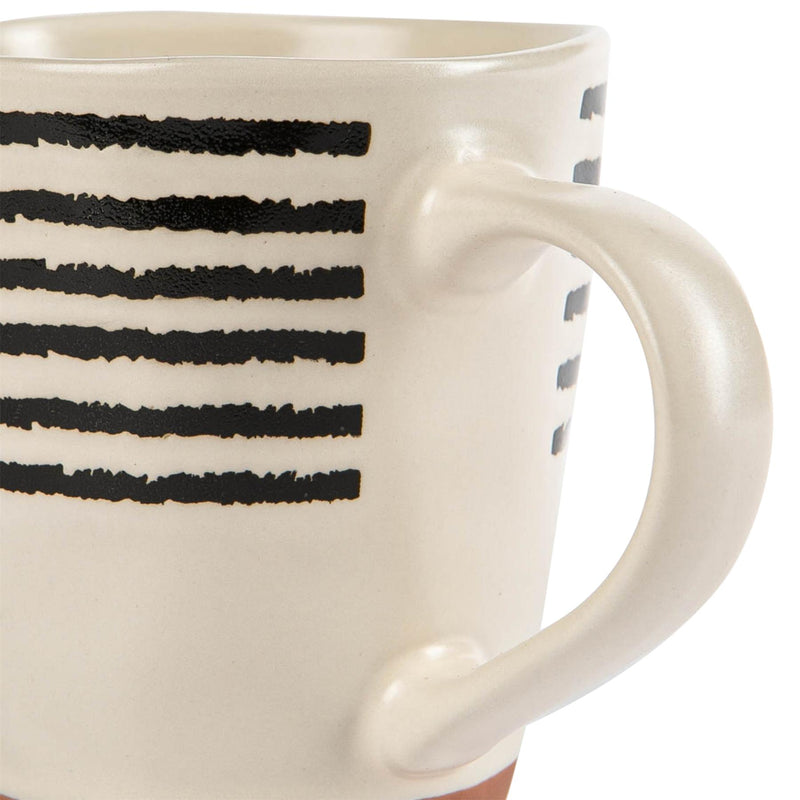 360ml Striped Rim Stoneware Coffee Mug - By Nicola Spring