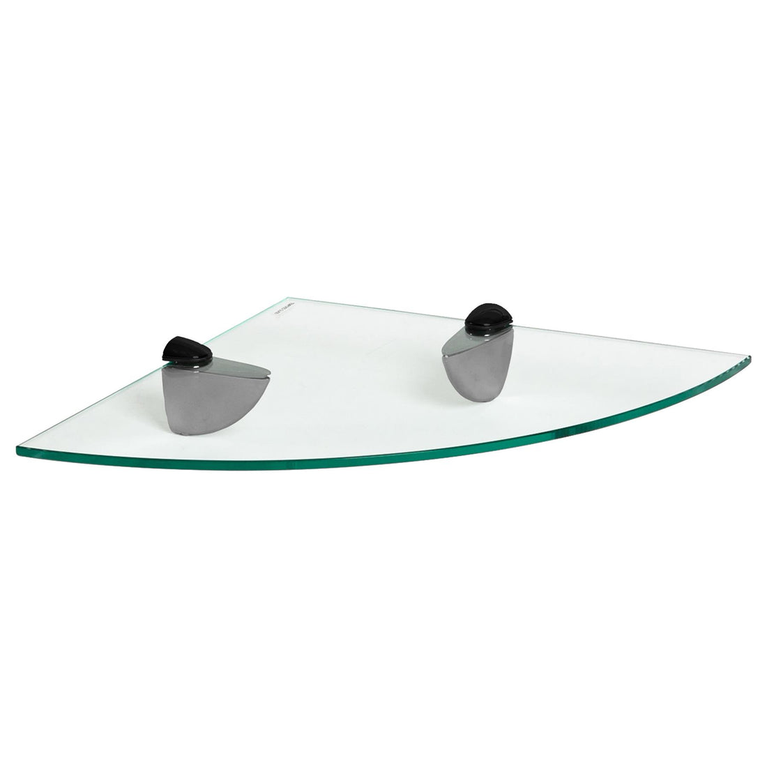 30cm Floating Glass Bathroom Corner Shelf with Black Brackets