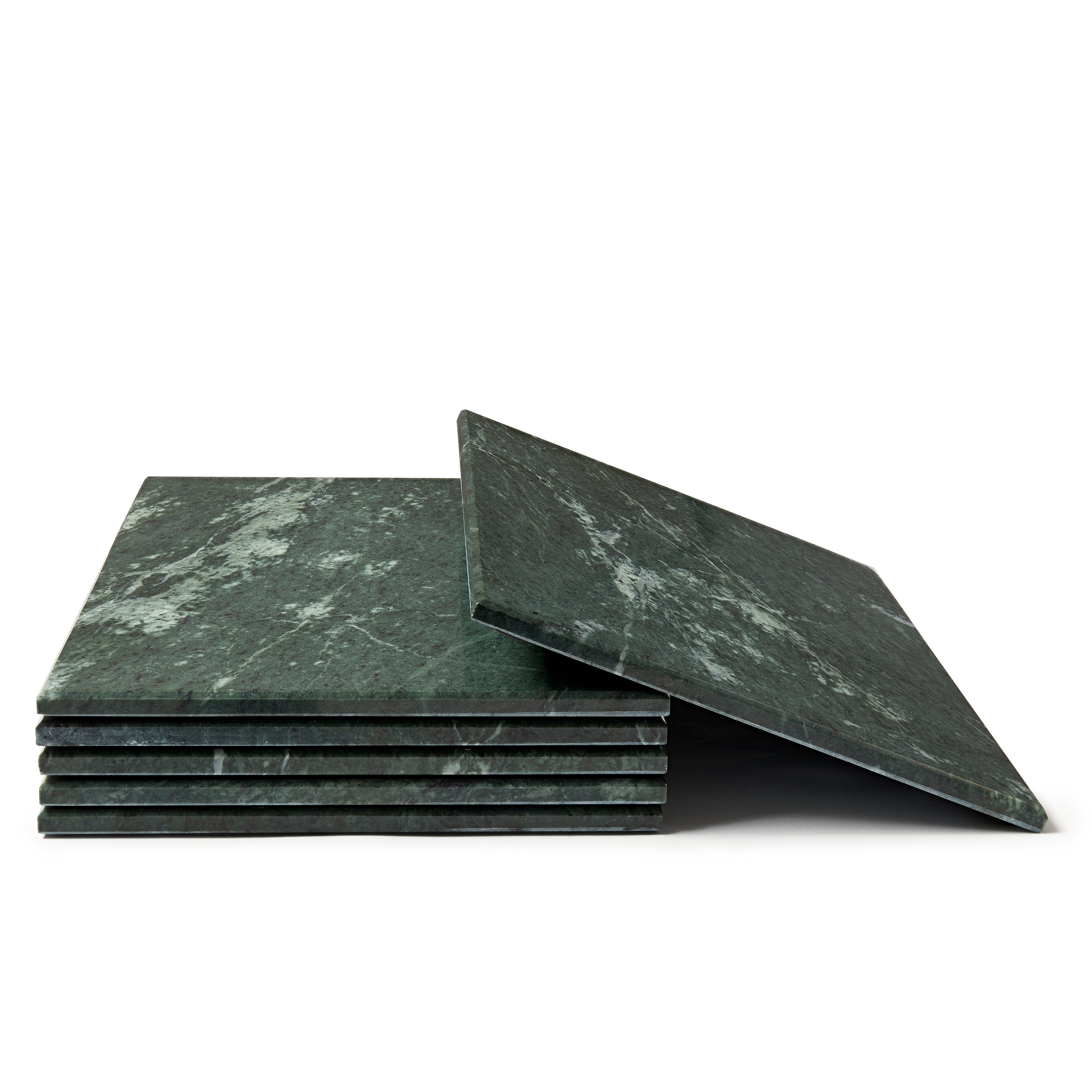 12pc Rectangle Marble Placemats &amp; Square Coasters Set - 30cm x 20cm - Green