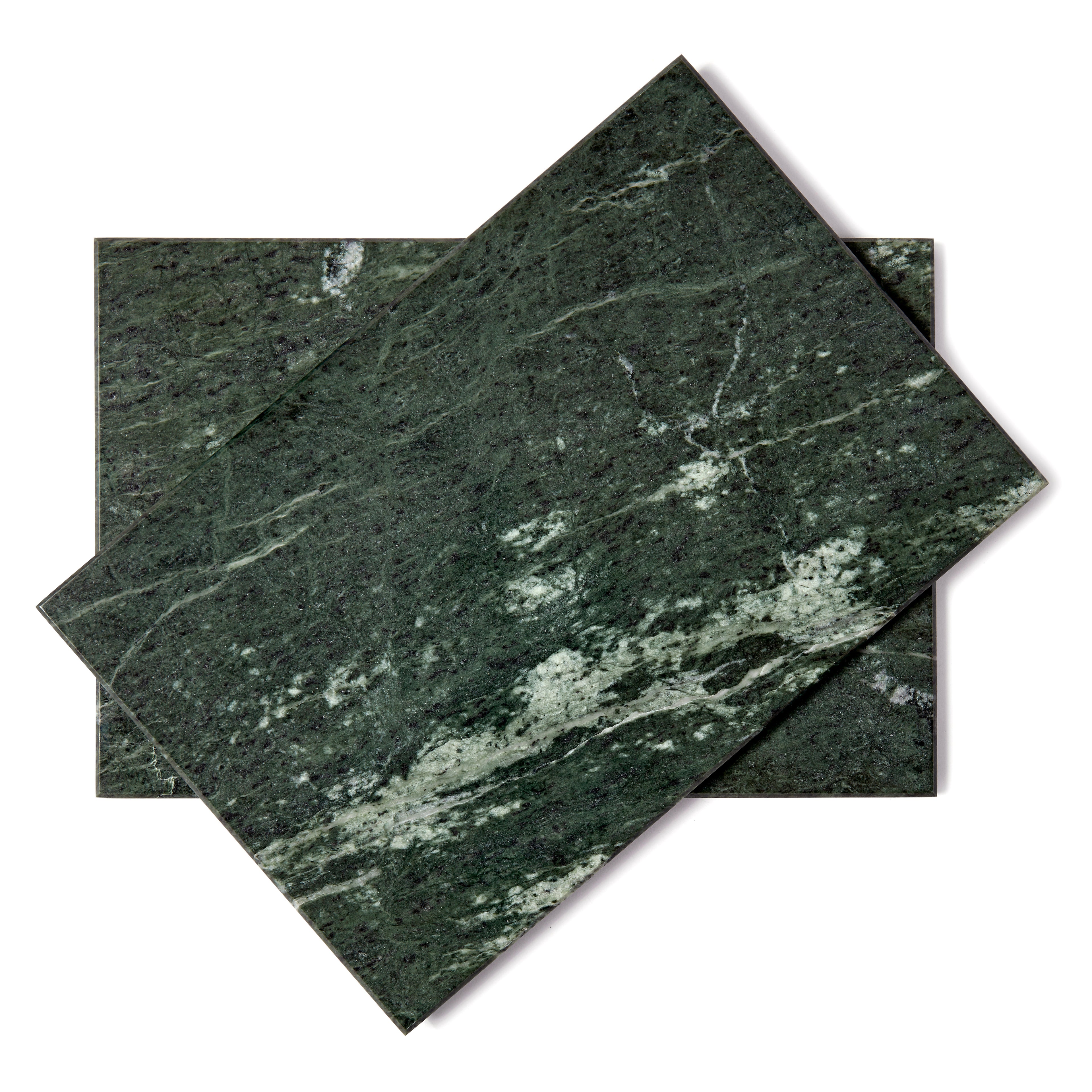 12pc Rectangle Marble Placemats &amp; Round Coasters Set - 30cm x 20cm - Green