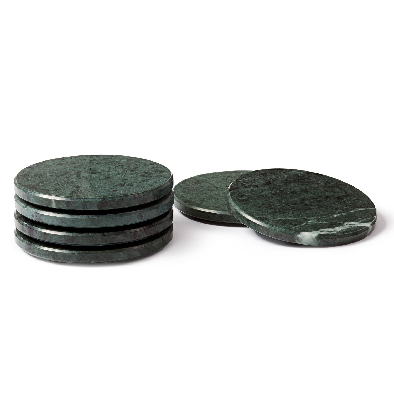 12pc Round Marble Placemats &amp; Round Coasters Set - 30cm - Green