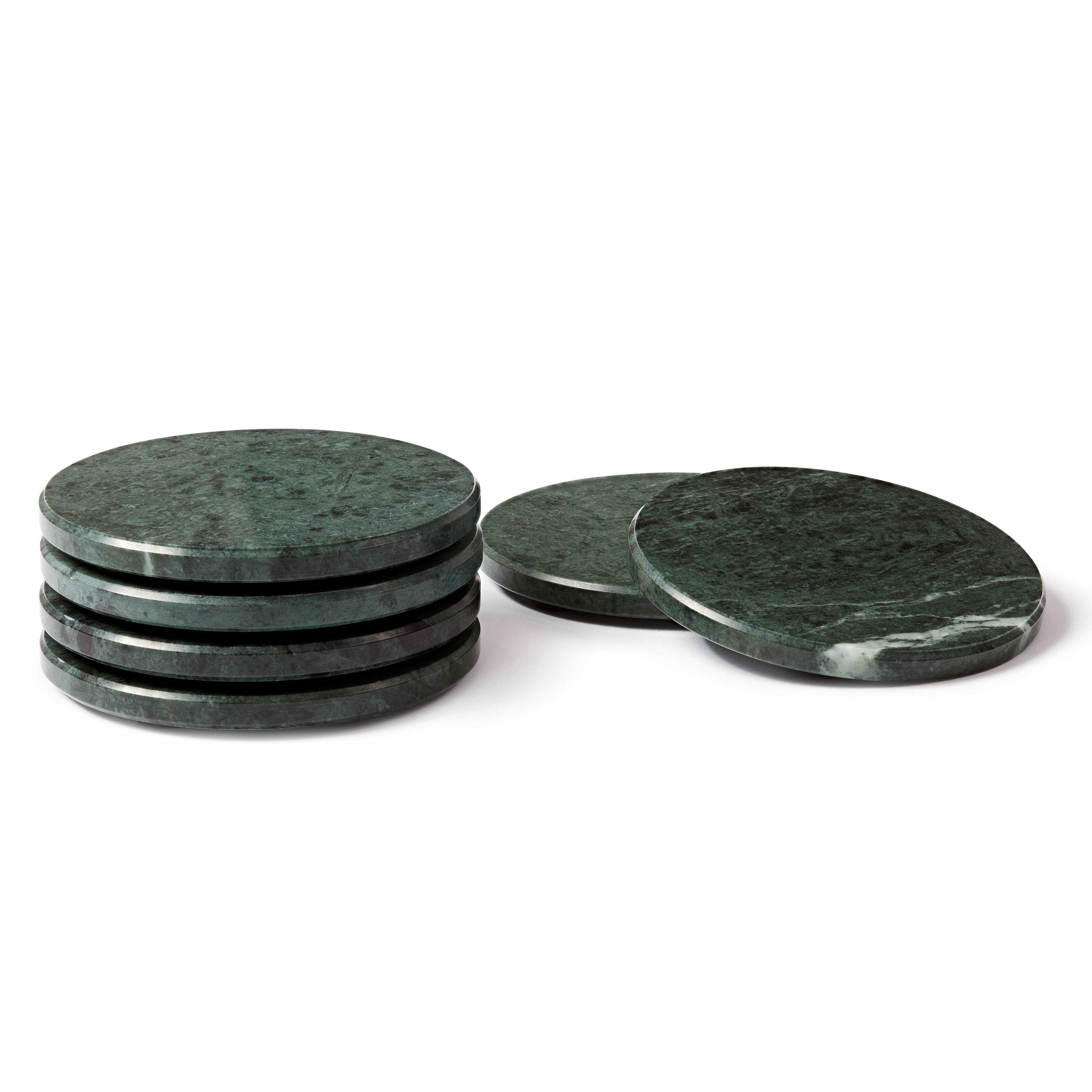 12pc Round Marble Placemats &amp; Round Coasters Set - 30cm - Green