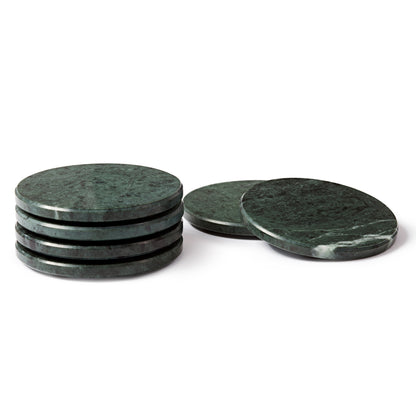 12pc Round Marble Placemats &amp; Round Coasters Set - 30cm - Green