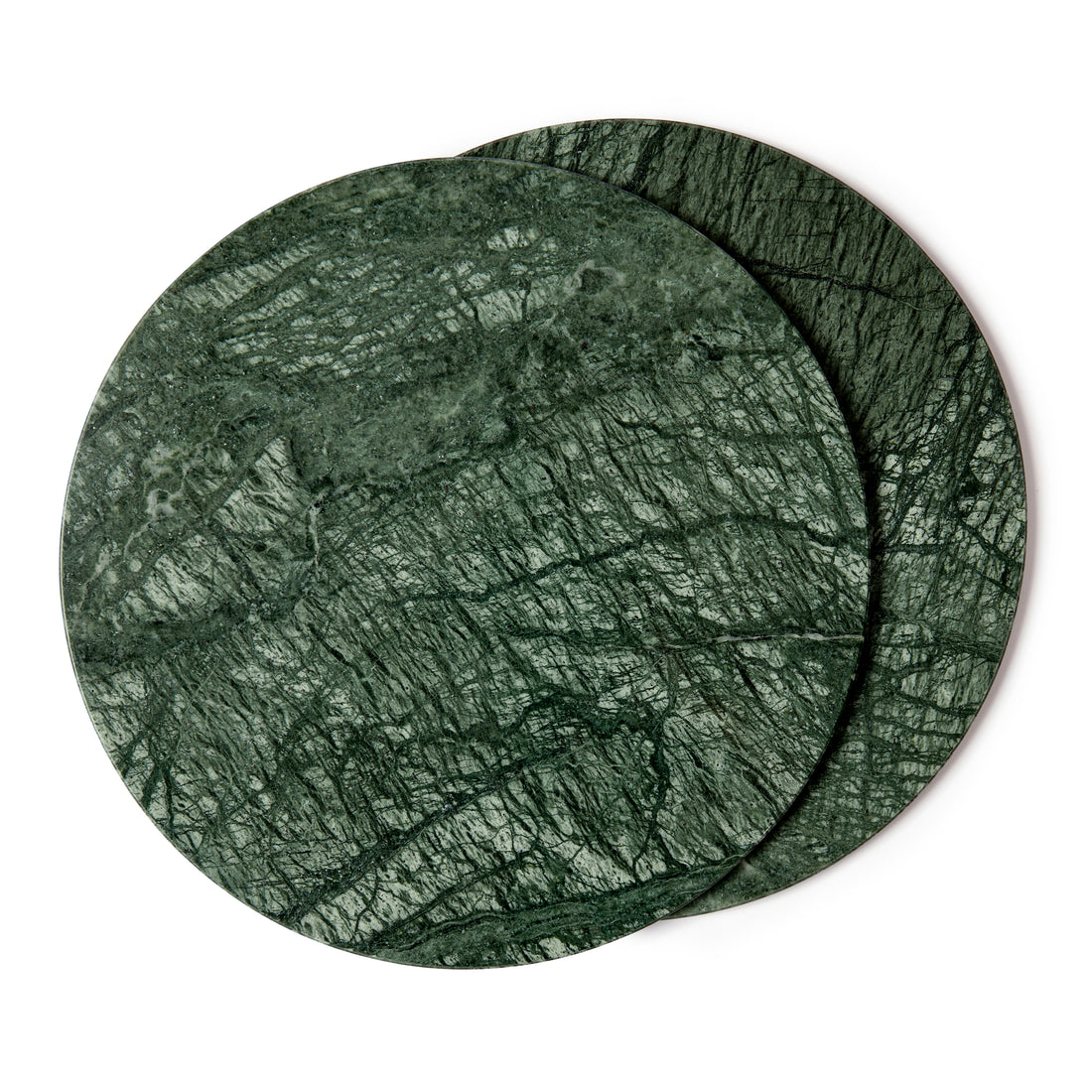 Green 30cm Round Marble Placemats - Pack of 6