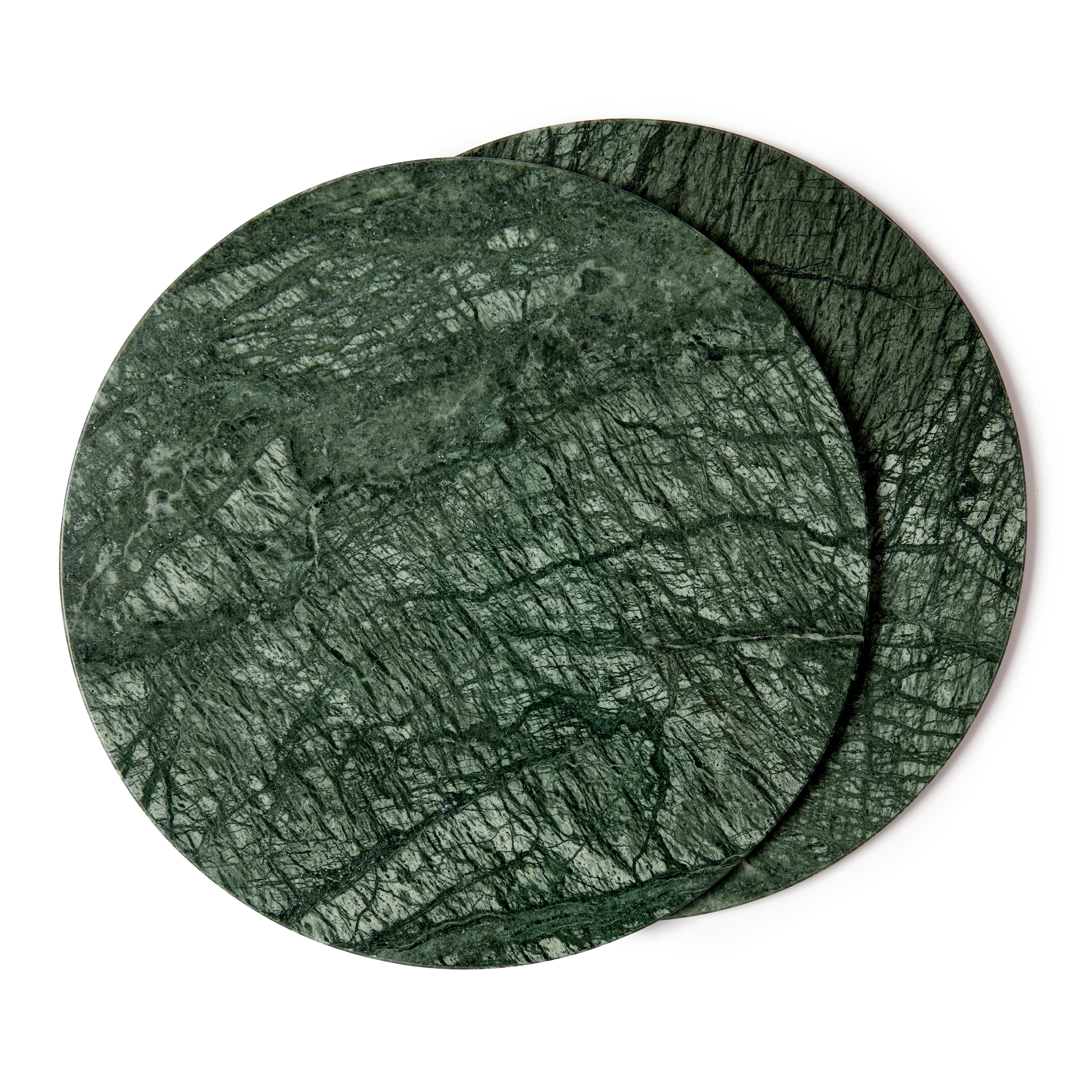 12pc Round Marble Placemats &amp; Round Coasters Set - 30cm - Green