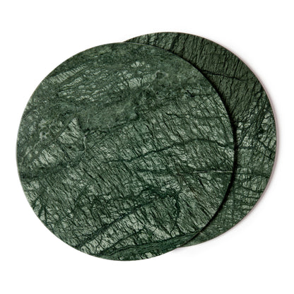 12pc Round Marble Placemats &amp; Round Coasters Set - 30cm - Green
