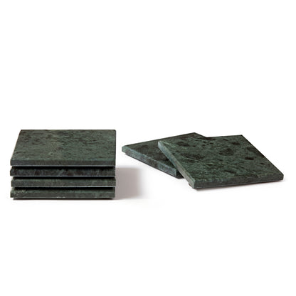 12pc Rectangle Marble Placemats &amp; Square Coasters Set - 30cm x 20cm - Green