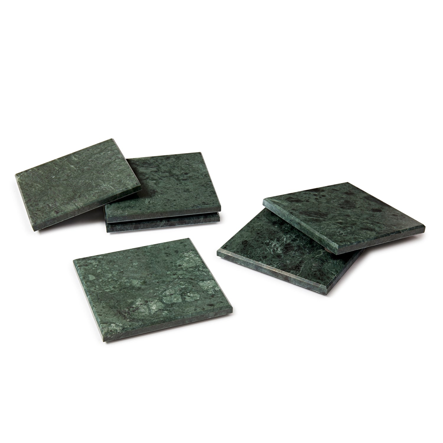 12pc Rectangle Marble Placemats &amp; Square Coasters Set - 30cm x 20cm - Green