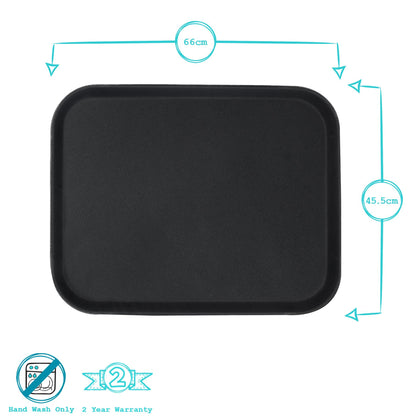 66cm x 45cm Black Rectangular Non-Slip Serving Tray