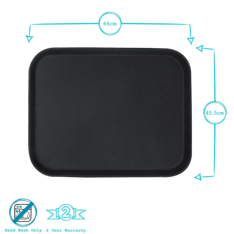 66cm x 45.5cm Black Rectangular Non-Slip Serving Tray - By Argon Tableware