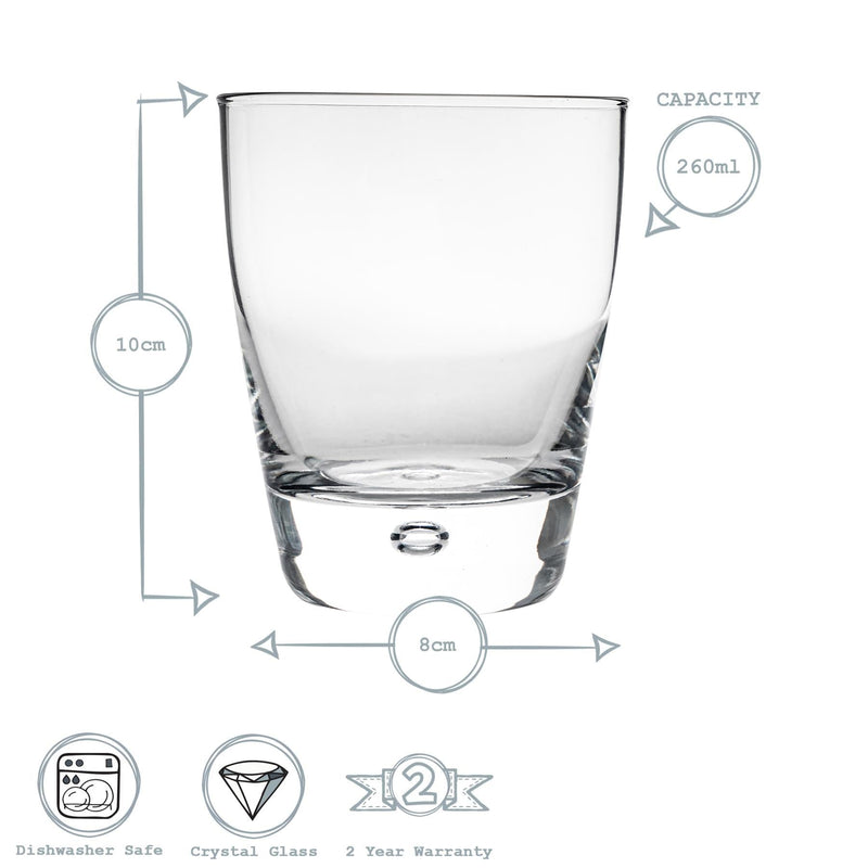 260ml Luna Whisky Glasses - Pack of Six - By Bormioli Rocco