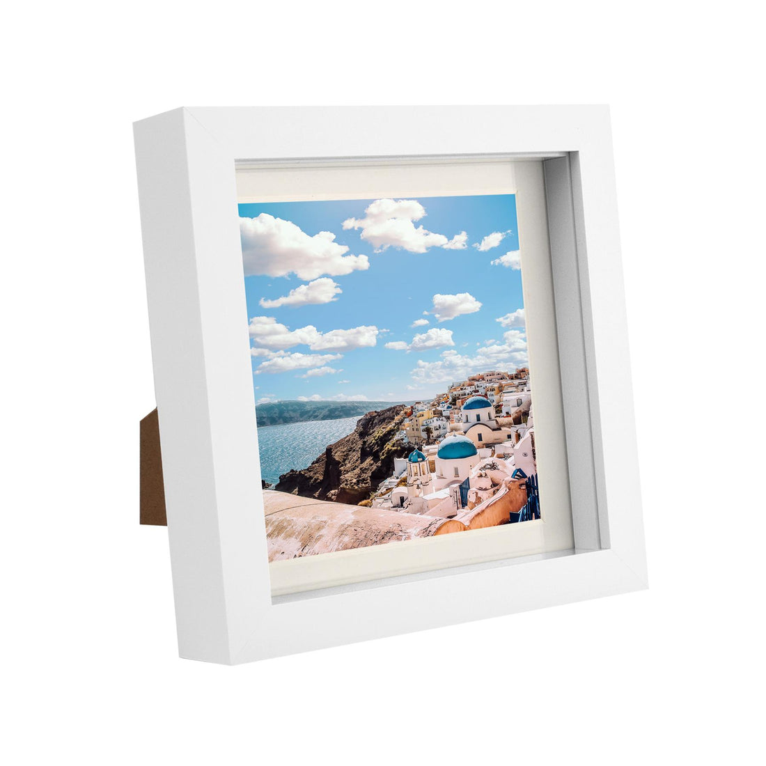 White 6" x 6" Shadow Box Photo Frame with 4" x 4" Ivory Mount &amp; White Spacer
