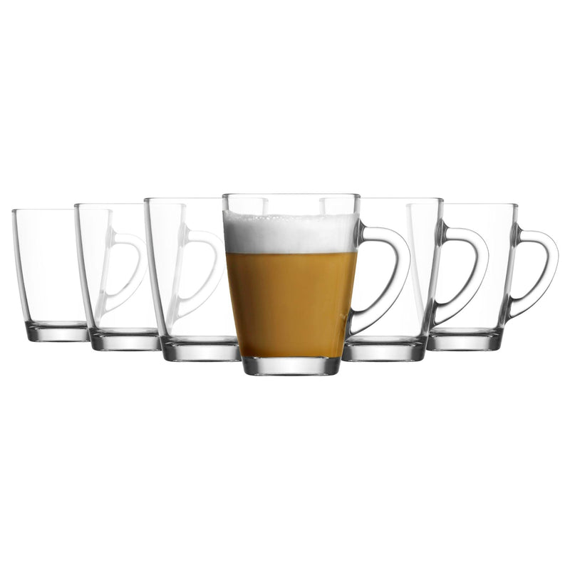 300ml Vega Glass Coffee Mugs - Clear - Pack of 6  - By LAV
