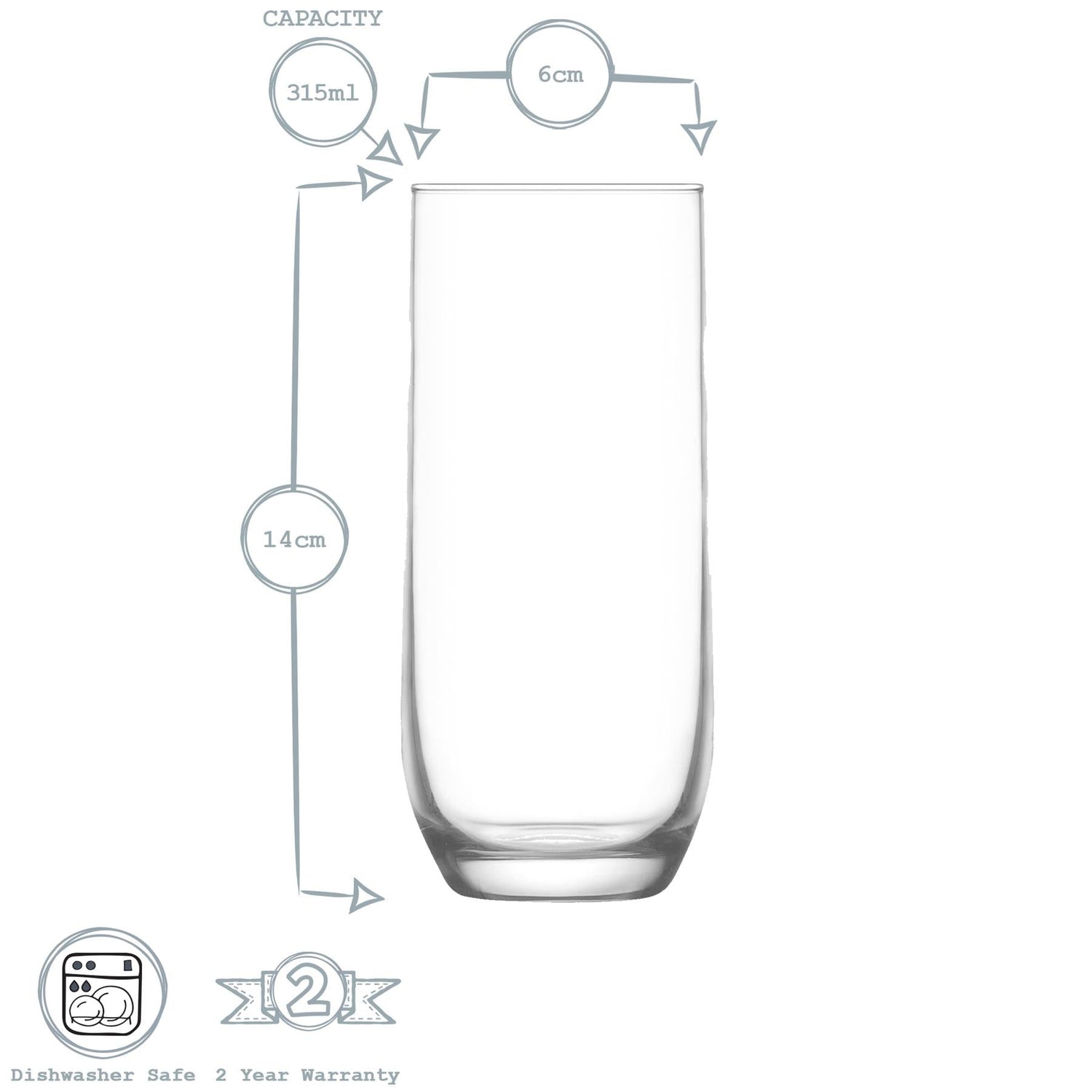 315ml Sude Highball Glasses - Pack of Six