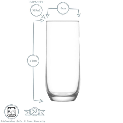 315ml Sude Highball Glasses - Pack of Six