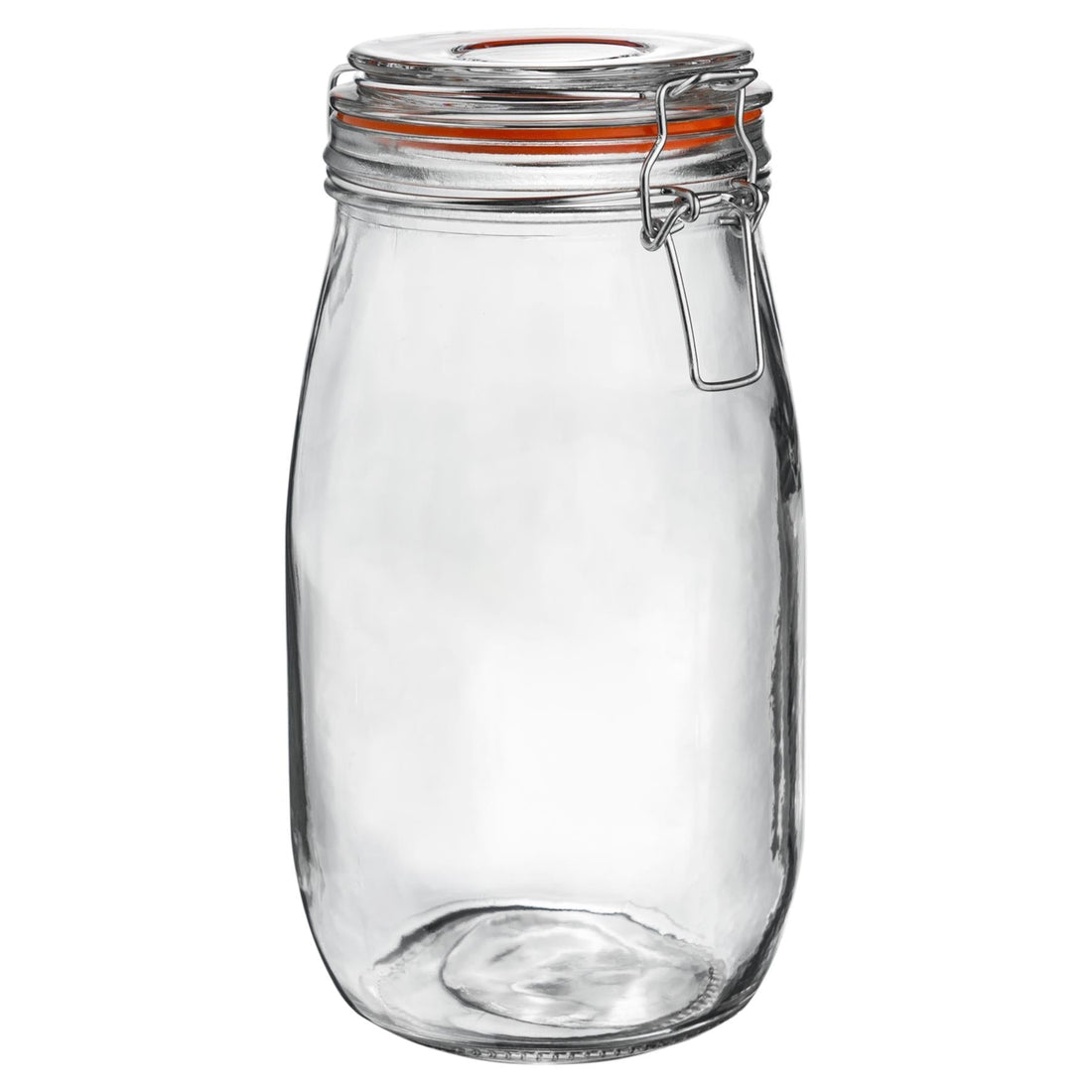 1.5L Classic Clip-Top Glass Storage Jar with Orange Seal
