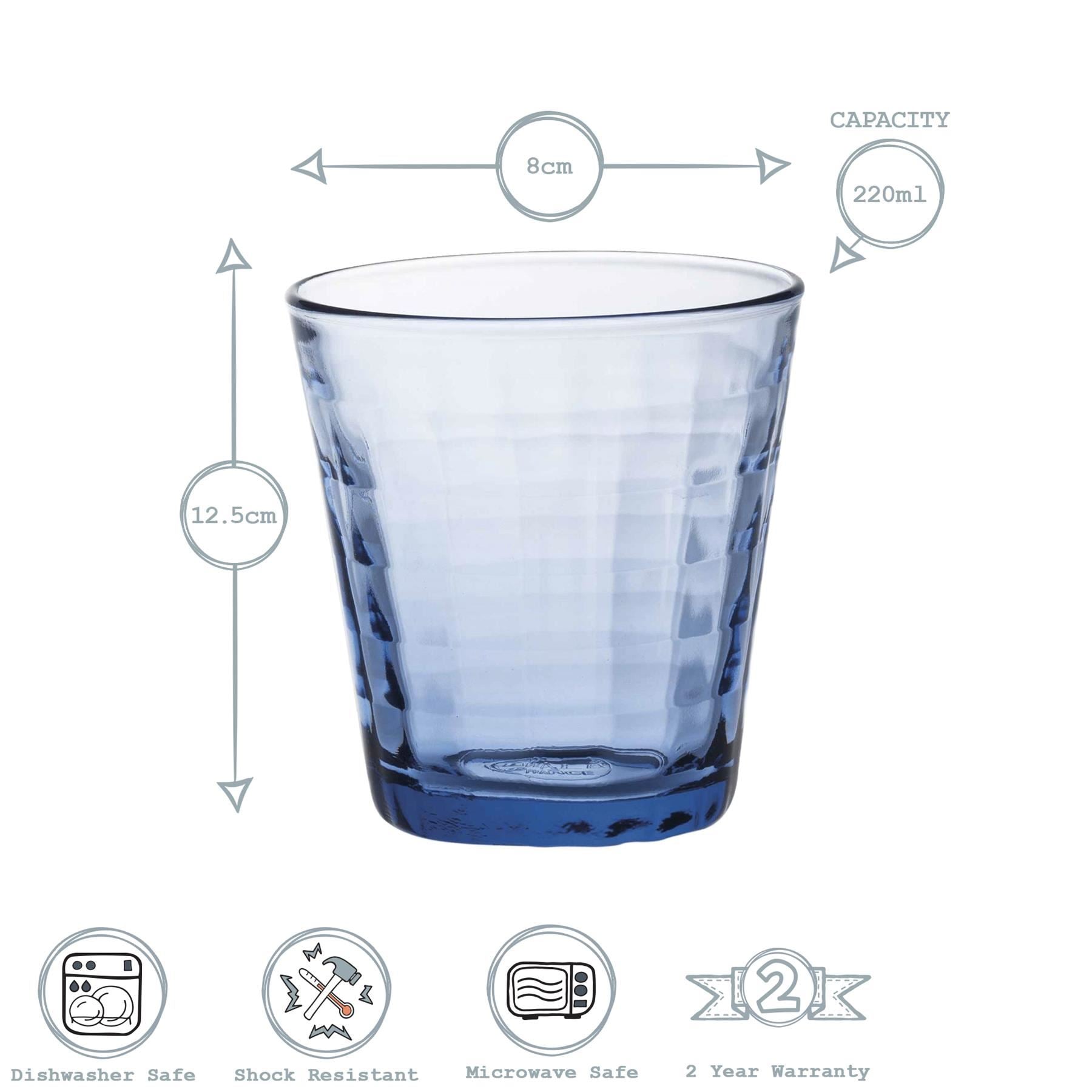 220ml Blue Prisme Water Glasses - Pack of Four