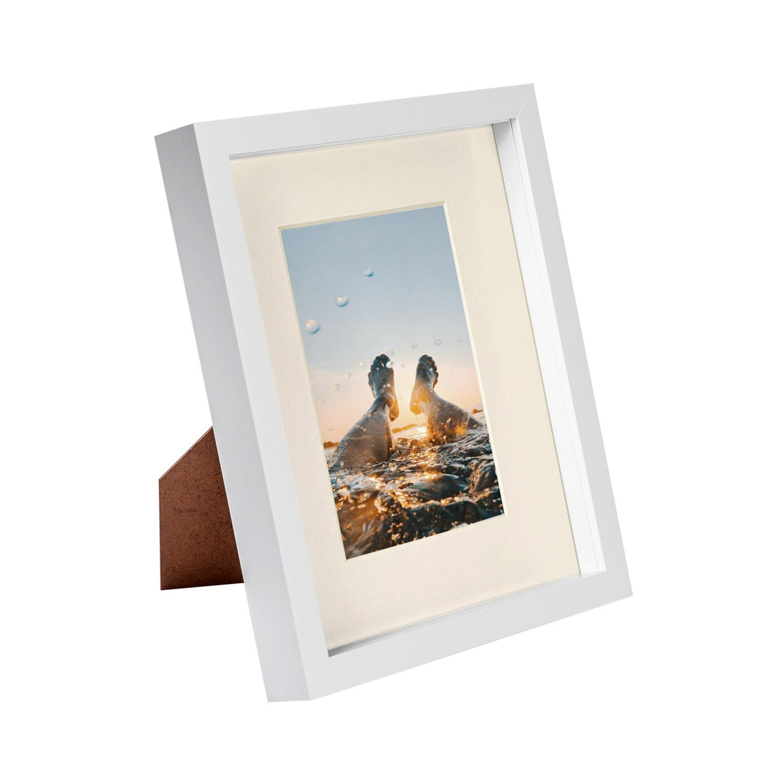 White 8" x 10" Shadow Box Photo Frame with 4" x 6" Ivory Mount &amp; White Spacer