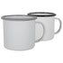 Argon Tableware White Enamel Espresso Cups - 130ml - Black/Grey - Pack of 4