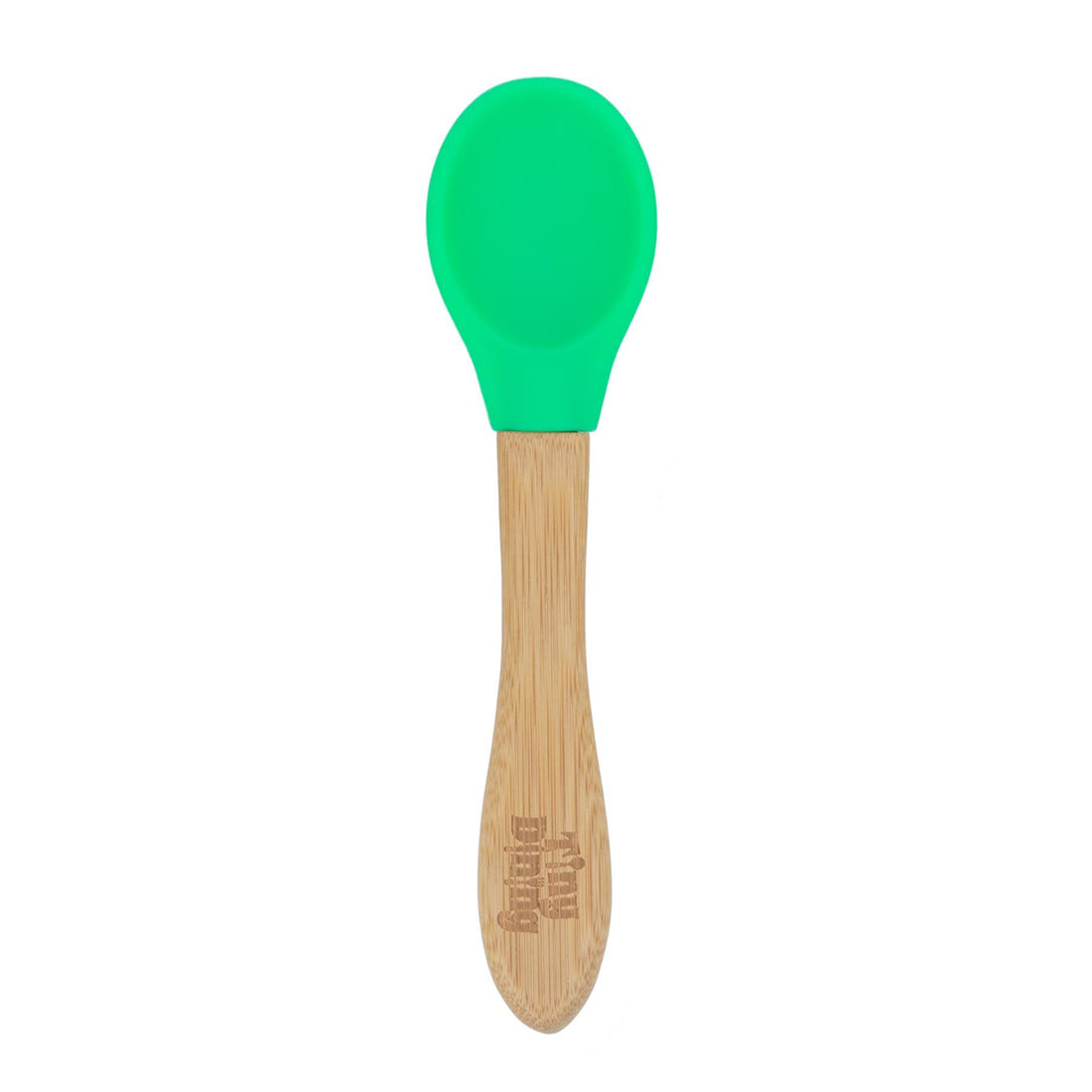 Bamboo Baby Feeding Spoon with Green Silicone Tip