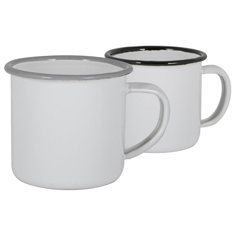 375ml White Enamel Mugs - Pack of Four - By Argon Tableware