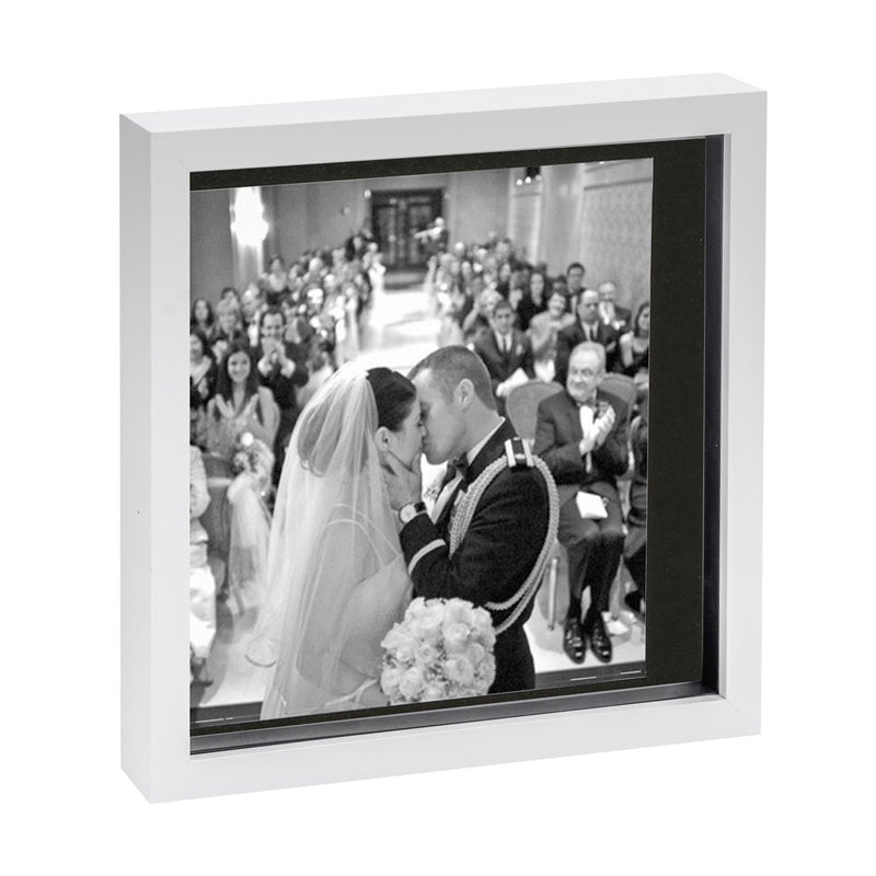 10" x 10" White 3D Box Photo Frame with 8" x 8" Mount & Black Spacer - By Nicola Spring