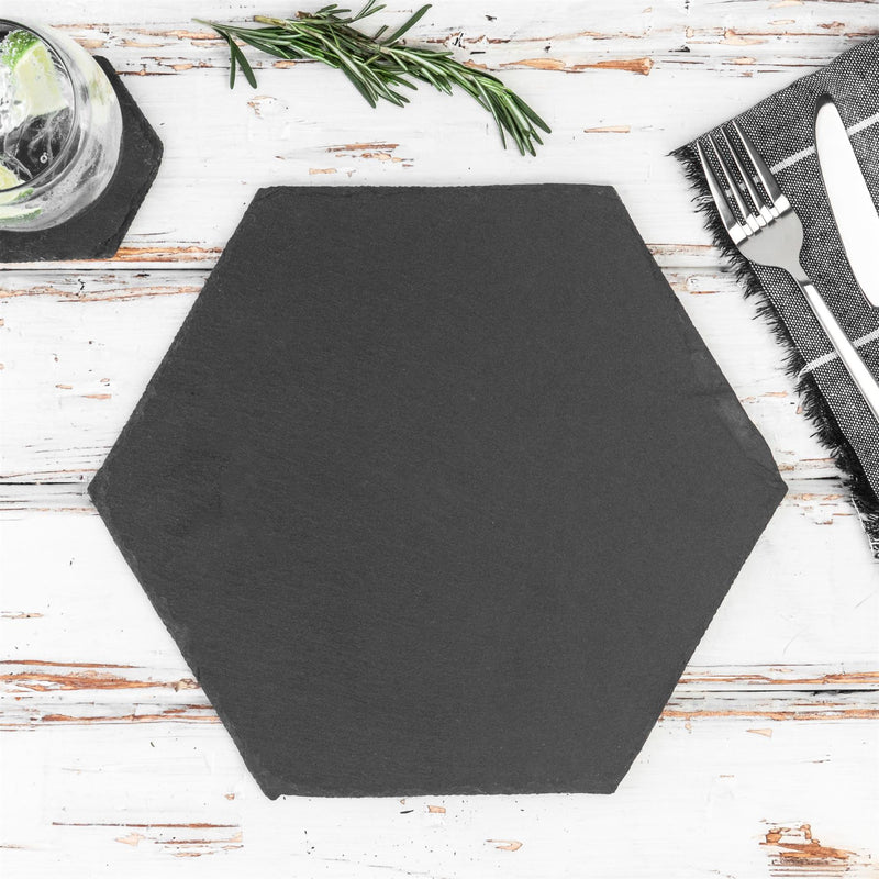 30cm Hexagon Slate Placemats - Pack of Six - By Argon Tableware