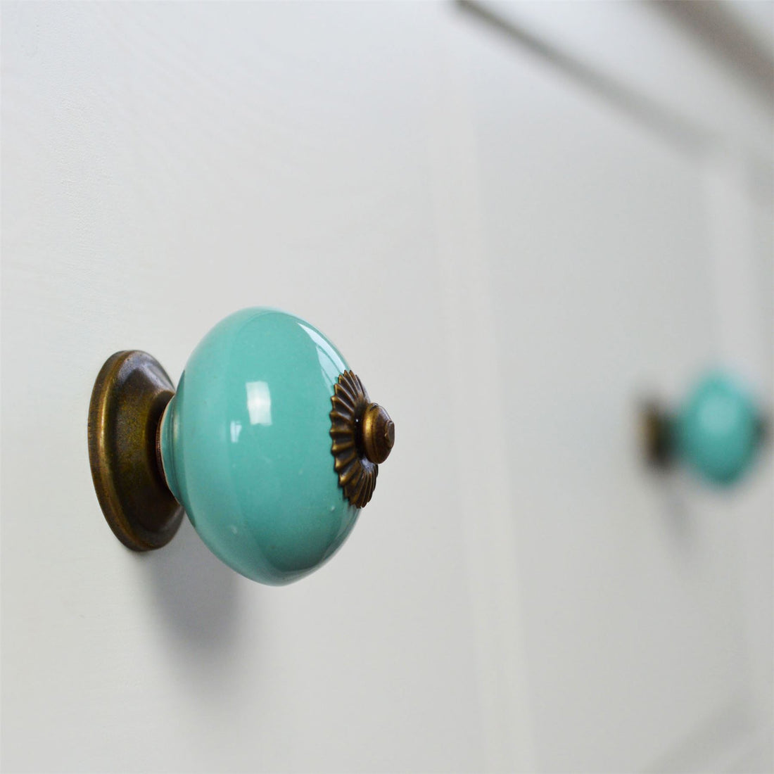 Turquoise 4.5cm Round Ceramic Cabinet Knob