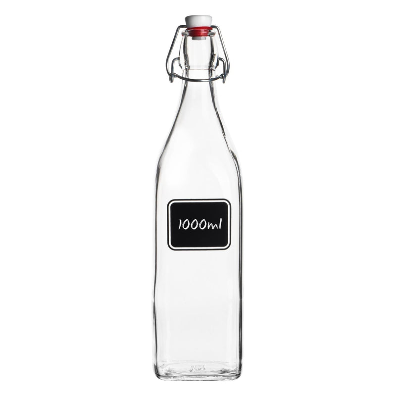 1L Lavagna Swing Top Glass Bottle with Chalkboard Label - By Bormioli Rocco