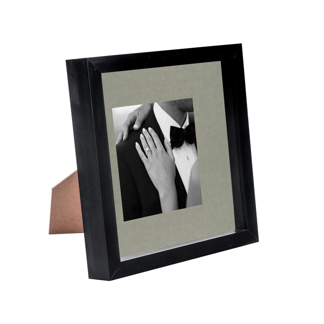 Black 8" x 8" Shadow Box Photo Frame with 4" x 4" Grey Mount