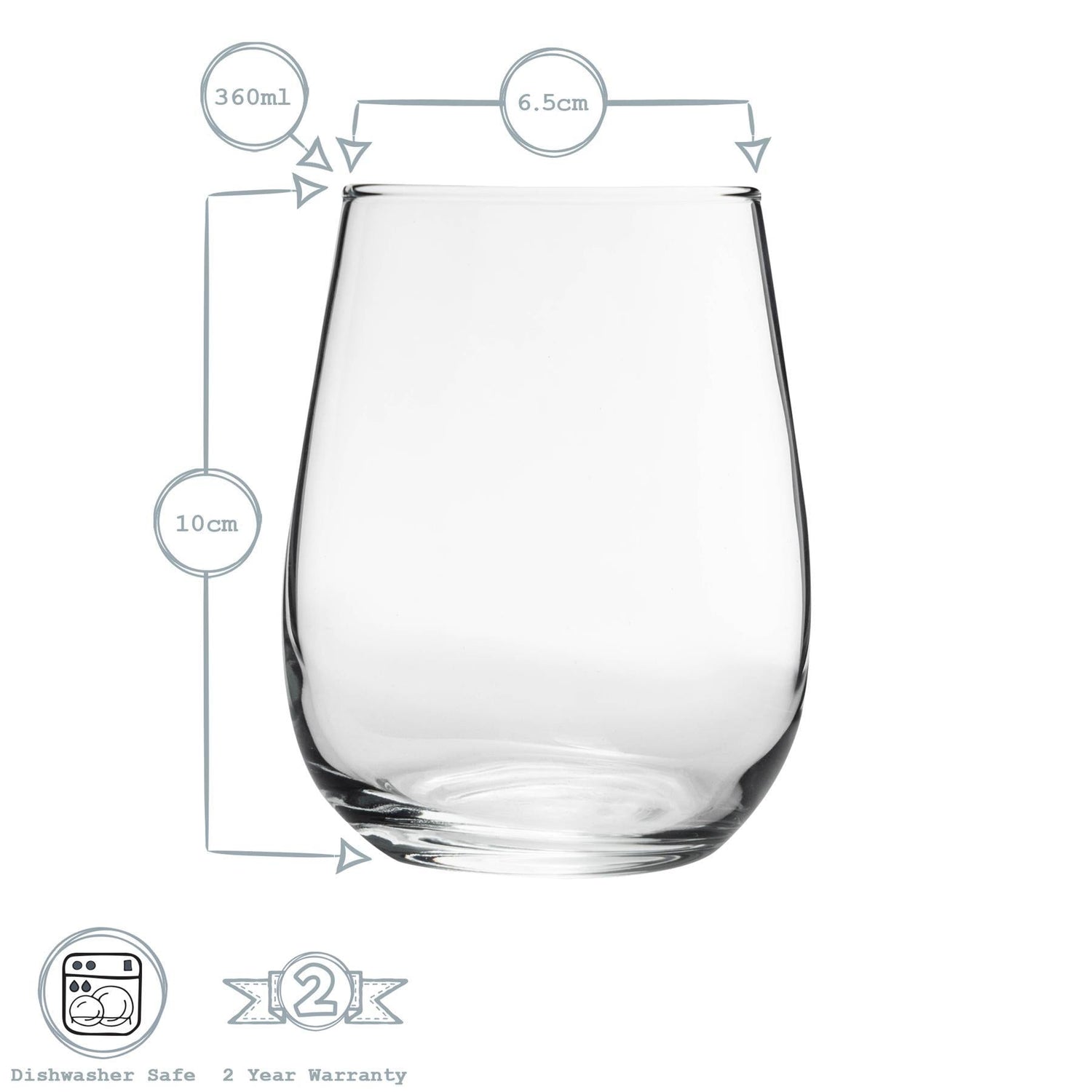 360ml Gaia Stemless Wine Glasses - Pack of Six