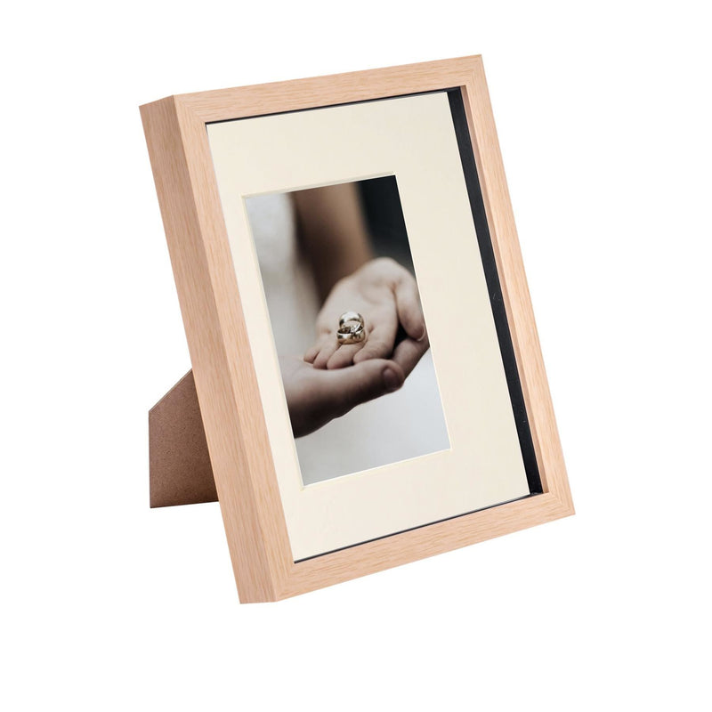 8" x 10" Light Wood 3D Box Photo Frame with 4" x 6" Mount - By Nicola Spring
