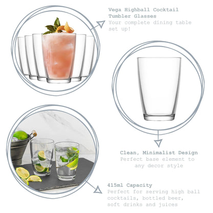 415ml Vega Highball Glasses - Pack of Six