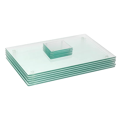 12pc Clear 40cm x 30cm Glass Placemats &amp; Coasters Set - By Harbour Housewares