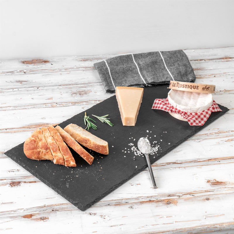 29cm x 12cm Rectangular Natural Slate Serving Plate - Pack of Two - By Argon Tableware