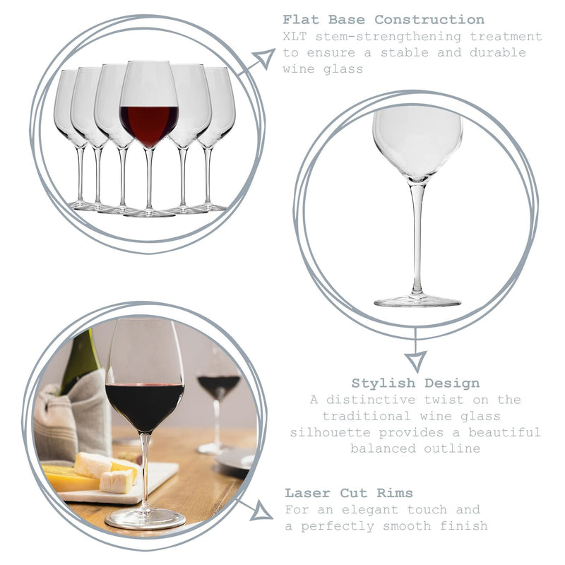 650ml Inalto Tre Sensi Large Red Wine Glasses - Pack of Six - By Bormioli Rocco