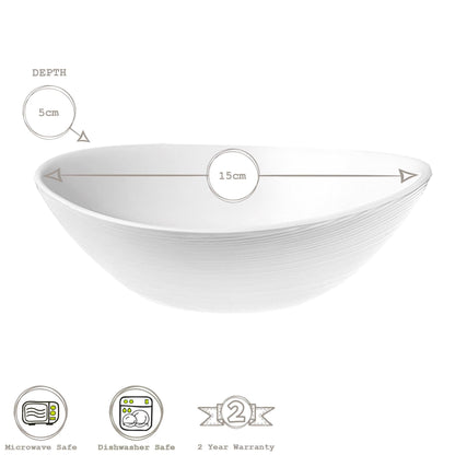 White 15cm Prometeo Oval Glass Cereal Bowls - Pack of 6