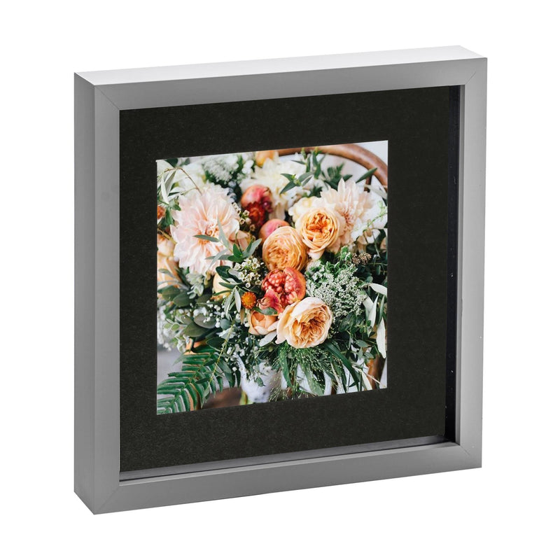 10" x 10" Grey 3D Box Photo Frame with 6" x 6" Mount - By Nicola Spring